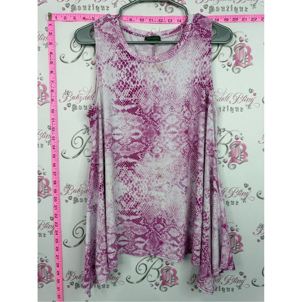 Vince Camuto tank top fairy hem Pink Snake Print Cold Shoulder Tank